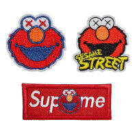 ? ถูกสุด ? ตัวรีด ตัวปัก กาวในตัว Elmo เอลโม่ Supreme งาน DIY ตัวรีดติดผ้า รีดติดเสื้อ Iron on patches - IOP 07