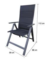 Field chair, adjustable indoor/outdoor size 59 x 68 x 112 cm. (maximum load capacity: 120 kg.)-Dark gray