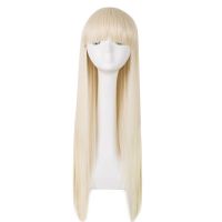 Blonde Wig Fei-Show Straight Hair Synthetic Heat Resistant Fiber Long Women Hairpiece Flat Bangs Costume Cos-Play Hairpiece