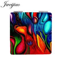 Youhaken Famous Abstract Painting Image Printed Leather Pocket Mirrors Square 1X/2X Magnifying Folding Mini Makeup Mirrors Mirrors