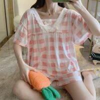 CODpz119nb Pajama Girl Summer New Korean Student Cute Cartoon Loose Size Pregnant Women Can Wear Short Sleeve Shorts Set睡衣女夏季新款韩版学生可爱卡通宽松大码孕妇可外穿短袖短裤套装