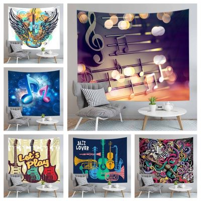 ♈ Music Tapestry Fabric Wall Hanging Decor for Bedroom Living Room Dorm Hang Tapestries Yoga Beach Mat Large