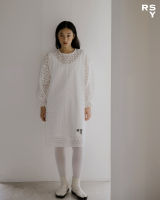 Rotsaniyom Eyelet Cotton Lace Long Sleeves Midi Dress