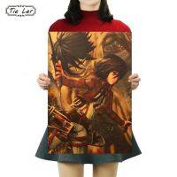 ☏☃卐 TIE LER Home Room Art พิมพ์สติ๊กเกอร์ติดผนัง Vintage ญี่ปุ่นโปสเตอร์ Anime Attack on Titan Retro กระดาษคราฟท์โปสเตอร์