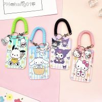 Sanrio Kawaii Melody Kuromi Card Holder Doll Keychain Anime Cute Student Card Protector Creative Badge Pendant Gift for Children