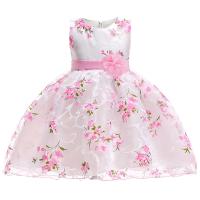 Children Clothing Short Sleeve Girl Wedding Beads Flower Girl Dress Princess Party Dress Prom Kids Birthday Clothes L5073