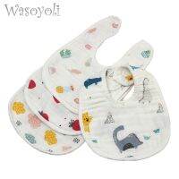 1 Piece Wasoyoli U Type Baby Bib 8 Layers Burp Cloths 20x30CM Printed Colorful 100 Muslin Seersckuer Cotton Infant Face Washing