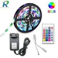 ♀ 5m 10m 15m 20m SMD 2835 RGB LED Strip light flexible led tape diode ribbon waterproof 220V 24key controller DC 12V adapter set