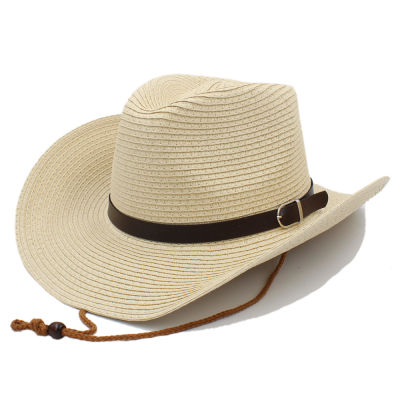 2 Sizes Parent-child Men Women Kids Solid Straw Western Cowboy Hats Wide Brim Sunhat Summer Caps Sombrero Travel Outdoor Beach