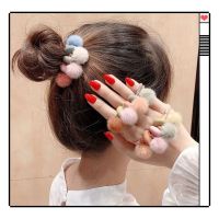 【hot】▥㍿☃  Hair Rope Colorful Hairball Ties Child Bun Headdress Elastic Bands Ponytail Holder Accessory