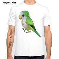 Creative Bird Pattern Design T-Shirt MenS Novelty Very Cute Green Quaker Parrot Print T Shirt Summer Geek Style Tops Tees Homme