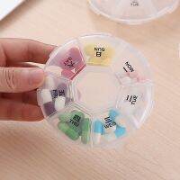 【YF】 7 Day Pill Organizer Weekly Box Transparent Round Small Divided Medicine Case Portable Holder Travel