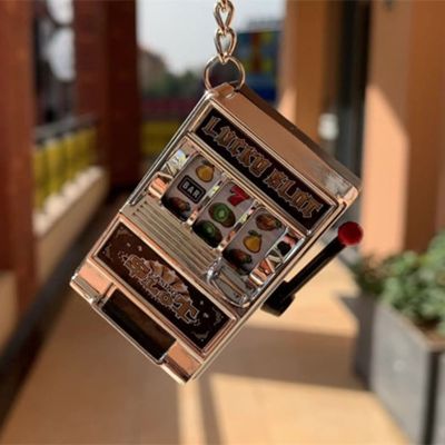 Mini Keychain with Small Bell Funny Casino Pendant Lucky Charm Jackpot Keychains Bag Charm Party Gifts