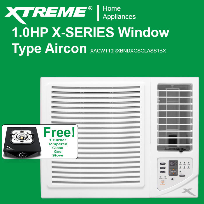 Xtreme X Series 1hp Window Type Aircon W Remote Get Free 1burner Gas Stove 3554