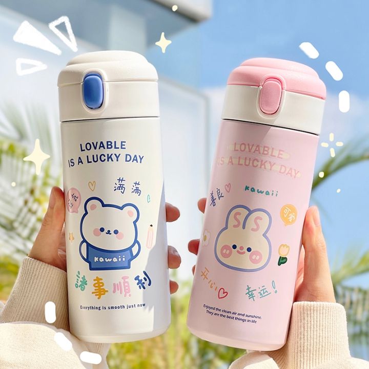 Cute Cartoon Bear Cup Thermal Kawaii Children Stainless Steel