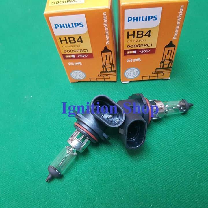 หลอดไฟ-รถยนต์-hb4-philips-12v-51w-p22d-premium-vision-30-9006prc1-จำหนวน-2-หลอด-ประกัน-3-เดือน