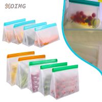 【DT】 hot  OIMG Reusable PEVA Food Bag Freezer Stand Up Food Storage Bag Silicone Bag Leakproof Top Kitchen Organizer Fresh Shut Bags