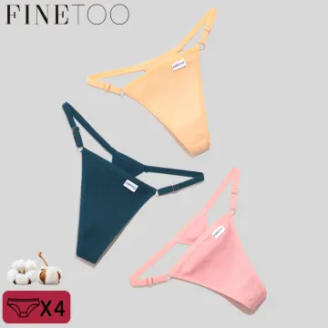 4PCS/Set Seamless Panties Set Women's Thong Sexy Thongs Solid Color Low  Waist Underwear Female Underpants