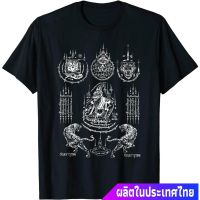 ประเทศไทย หนุมาน พระพุทธเจ้า เทพเจ้าลิง Sak Yant Tattoo Muay Thai Hermit Amulet Hanuman Twin Tiger T-Shirt คอกลม แฟชั่น