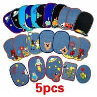 5Pcs Cartoon Sewing Repair Elbow Knee Patches Iron On Patch For Clothing Jeans Stripes Stickers Embroidered Badge  Furniture Protectors  Replacement P