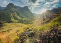 Glencoe Mountains Highlands Scotland Art พิมพ์โปสเตอร์ผ้าไหม24X36นิ้ว0817