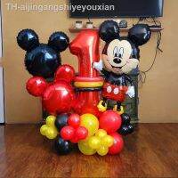 【hot】✽✻∋  Disney-balões da folha de Mouse bolas do número vermelho preto látex aniversário chuveiro bebê decoração partido 32   32