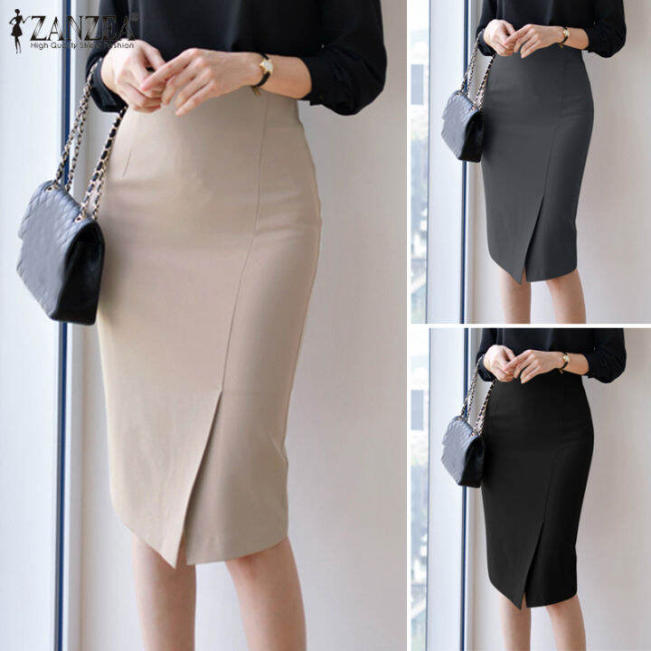 Esolo ZANZEA Korean Style Women Elegent High Waist Bodycon Skirt Formal ...