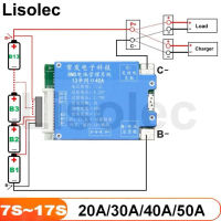 24V 36V 48V 60V with Balance BMS 7S 10S 13S 14S 16S 17S 21700 18650 Lithium Battery Charge Discharge Protection Board for Ebike