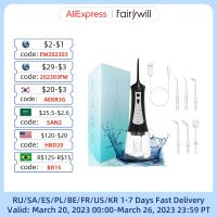 ZZOOI Fairywill Water Flosser 5 Modes Portable Rechargeable Dental Water Jet 6 Nozzles Waterproof 300ML Tank Oral Irrigator For Teeth