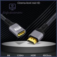 JIAJUSUANSOU อินเทอร์เฟซอะลูมินัมอัลลอยสาย HDMI แกนลวดทองแดงบริสุทธิ์ความคมชัดสูงสายต่อวิดีโอ8K สายเคเบิลส่งข้อมูลเสียงและวิดีโอ