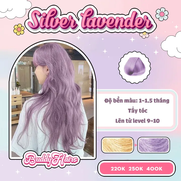 Thuốc nhuộm tóc Silver Lavender giúp bạn sở hữu mái tóc tím đẹp như mơ chỉ sau một vài bước đơn giản. Hãy dành thời gian để khám phá hình ảnh năng động và độc đáo này và tạo ra style ấn tượng cho bản thân bạn.