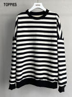 Toppies 2022 Striped Fleece Hoodies Sweatshirt Autumn Winter Couples Pullover Tops Long Sleeved Oversized Hoodless Sweatshirt