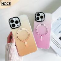 HOCE เคสแม่เหล็กติดโทรศัพท์สีด้าน Magsafe ไล่ระดับสีสำหรับ iPhone 13 14 Pro Max ฝาครอบ PC แบบแข็งสำหรับ Iphone12 Pro Max ชาร์จไร้สาย Magsafing