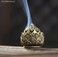 ✜ Retro Copper Small Lotus Pocket Hollow Out Incense Stick Burner Brass Incense Holder with Cover Sandalwood Cense Home Decoration