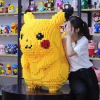 Pikachu Kids Toys โปเกมอนฝันคุณภาพดีเยี่ยมสามจิ๊กซอว์สองมิตินูนที่เข้ากันได้กับ Pikachéco อนุภาคขนาดเล็กบล็อกตัวต่อสูง