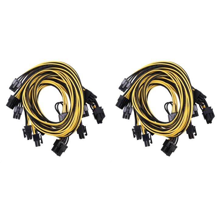 12 Pcs 6 Pin PCI-E to 8 Pin(6+2) PCI-E (Male to Male) GPU Power Cable ...