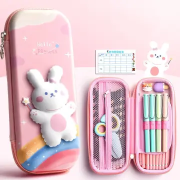 3D Unicorn Pencil Cases EVA Pink Pen Bag for School Girl Kawaii Stationery  Storage Gift Box Rulers Pouch Eraser Holder Aesthetic