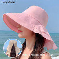 AWomen Bow-Knot น้ำหนักเบาหมวกแฟชั่นซ่อนหางม้า Big Brim หมวก Anti-UV Sun หมวก Beach Neck Guard ชาวประมง HatM