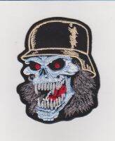 iron on patch Embroidery Skull with Helmet Werewolf 10x8 cm มนุษย์หมาป่า ผี เย็บติดผ้าประเทศไทย โลโก้ปัก มีกาวสำหรับรีด ตกแต่งเสื้อผ้า