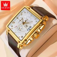 ZZOOI OLEVS Mens Top Brand Square Quality Quartz Wristwatch Chronograph Waterproof Original Watch for Man Luminous Date Luxury