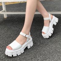 Womens Thick Bottom Buckle Strap Wedges Beach Open Toe Breathable Sandals Shoes Solid Color Thick Bottom