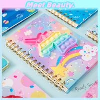 【Ready Stock】 ♘♗ C13 Rainbow Pop It Fidget Bubble A5 Notebook Squeeze Notepad Cartoon Decompression Bubble Notepad Hand Account Coil Book