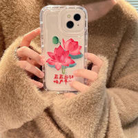 เคสโทรศัพท์ซิลิโคน TPU ใส แบบนิ่ม กันกระแทก ลายดอกไม้ และดอกบัว สําหรับ IPhone 14 13 11 12 Pro XS Max X XR 7 8 Plus