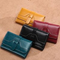 Womens Retro Leather Wallet Female Short Credit Card Holder Coin Purse Trifold Wallets for Girls Ladies Hasp Mony Bag