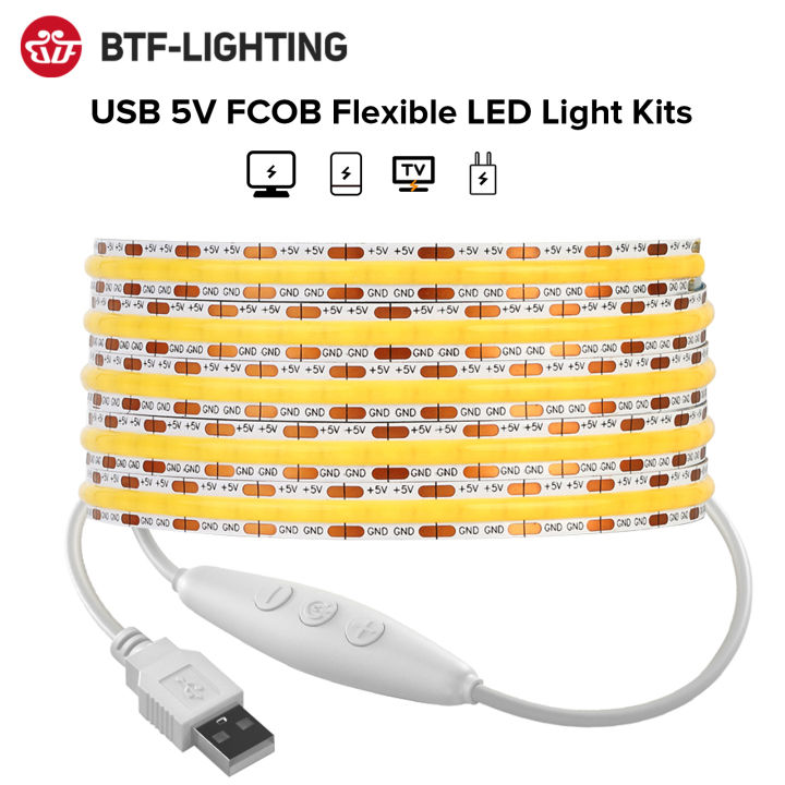 dc5v-usb-fcob-led-แถบไฟ8มิลลิเมตร-pcb-320-leds-ความหนาแน่นสูง-fob-ซัง-led-ไฟ-ra90ที่มีความยืดหยุ่นจาก3000พันถึง6000พันเชิงเส้นหรี่แสงได้