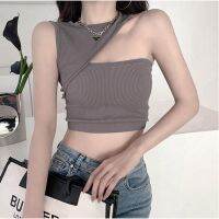 COD DSFERTRETRE French Niche Design Sense Off-the-shoulder All-match Camisole Womens Short Version Irregular Vest