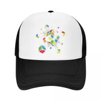 Fashion Exploding Rubix Rubiks Magic Cube Trucker Hat for Men Women Custom Adjustable Unisex Math Gift Baseball Cap Hip Hop