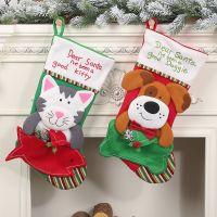 Christmas Decor Socks Cartoon Dog Cat Paw Pet Cute Candy Bag Kids Gift Bag Party Home Fireplace Decor Stockings Kawaii Pendant