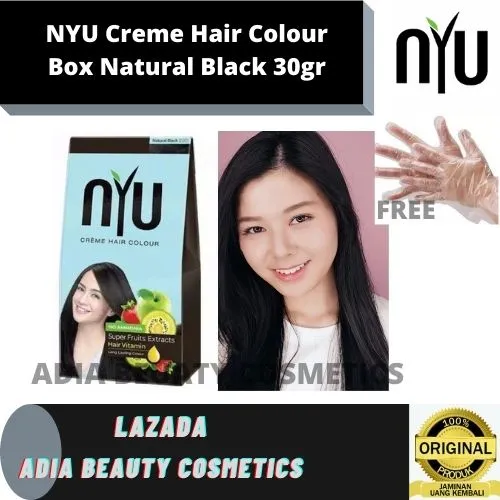 Nyu Hair Colour Pewarna Rambut Natural Black 30 Gram Pewarna Rambut Permanen Halal Cat Rambut Nyu