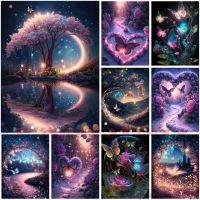 Fantasy starry sky Landscape Diamond Painting New 2023 DIY Mosaic Diamond Embroidery Tree Butterfly Rose 5D Cross Stitch A65